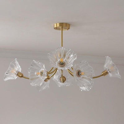 Lustra Chandelier Flower Glass with Brass Finish - Neutral Decor