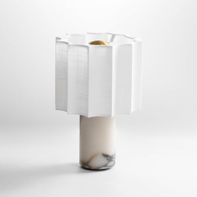 Serenity Pleated Fabric & Marble Table Lamp