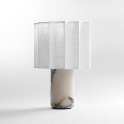 Serenity Pleated Fabric & Marble Table Lamp