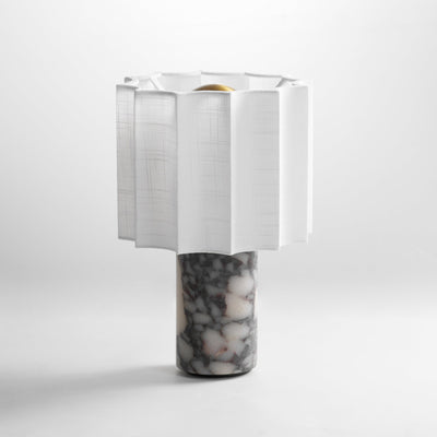 Serenity Pleated Fabric & Marble Table Lamp