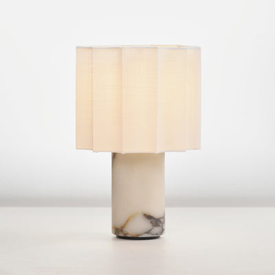 Serenity Pleated Fabric & Marble Table Lamp