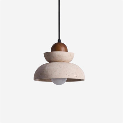Pendant Lamp Travertine Shade Wood Modern Nordic Beige Walnut - Neutral Decor