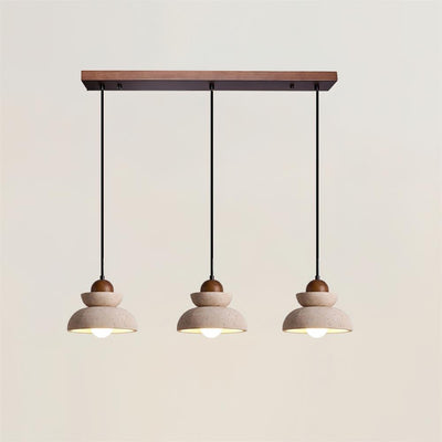 Pendant Lamp Travertine Shade Wood Modern Nordic Beige Walnut - Neutral Decor