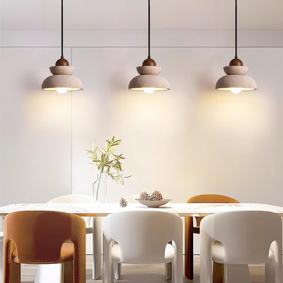 Pendant Lamp Travertine Shade Wood Modern Nordic Beige Walnut - Neutral Decor