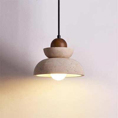 Pendant Lamp Travertine Shade Wood Modern Nordic Beige Walnut - Neutral Decor