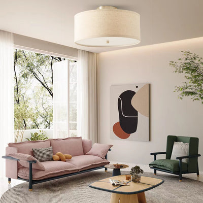 Qilvo Ceiling Light Linen Shade Simple Elegant