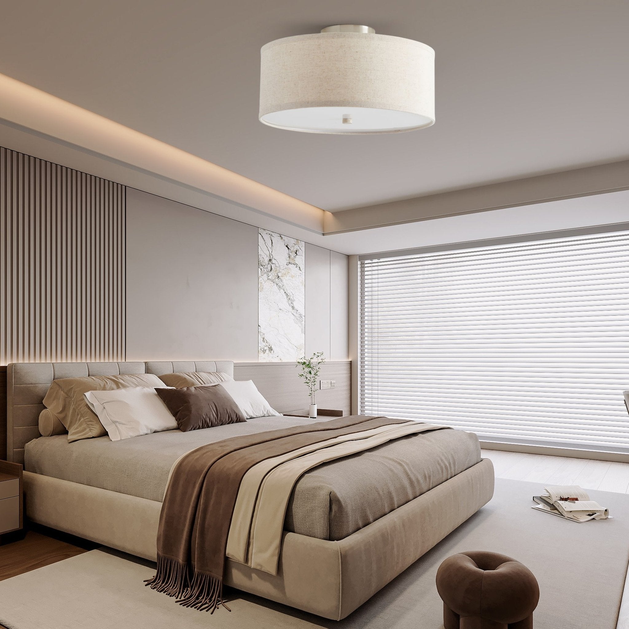 Qilvo Ceiling Light Linen Shade Simple Elegant