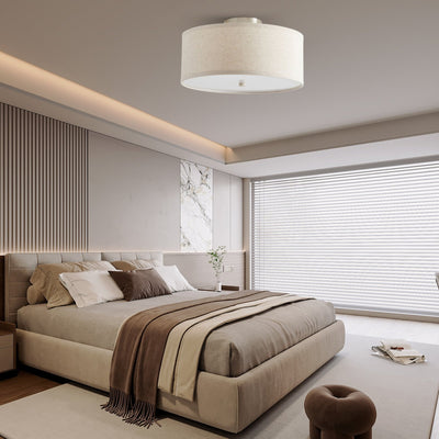 Qilvo Ceiling Light Linen Shade Simple Elegant