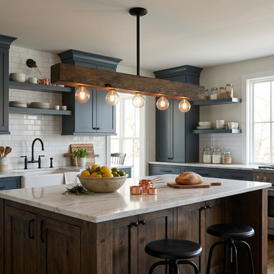 Ravenhaven Wood Beam Island Chandelier