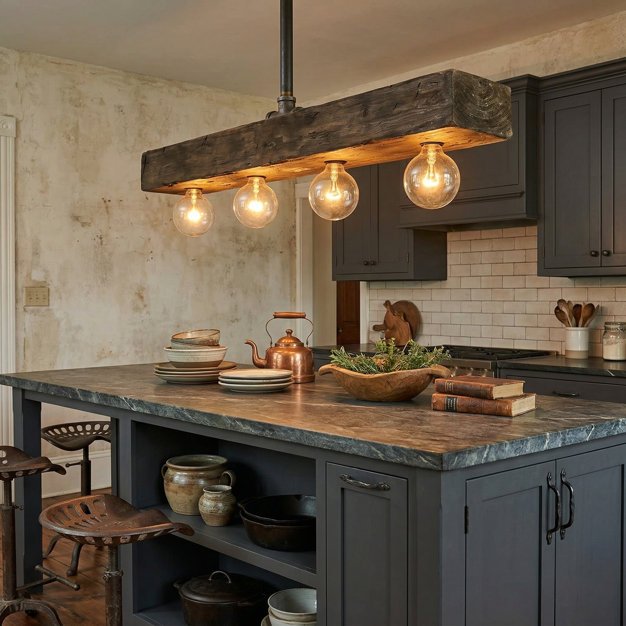 Ravenhaven Wood Beam Island Chandelier