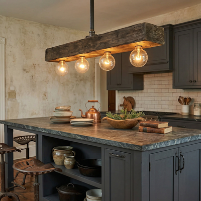 Ravenhaven Wood Beam Island Chandelier