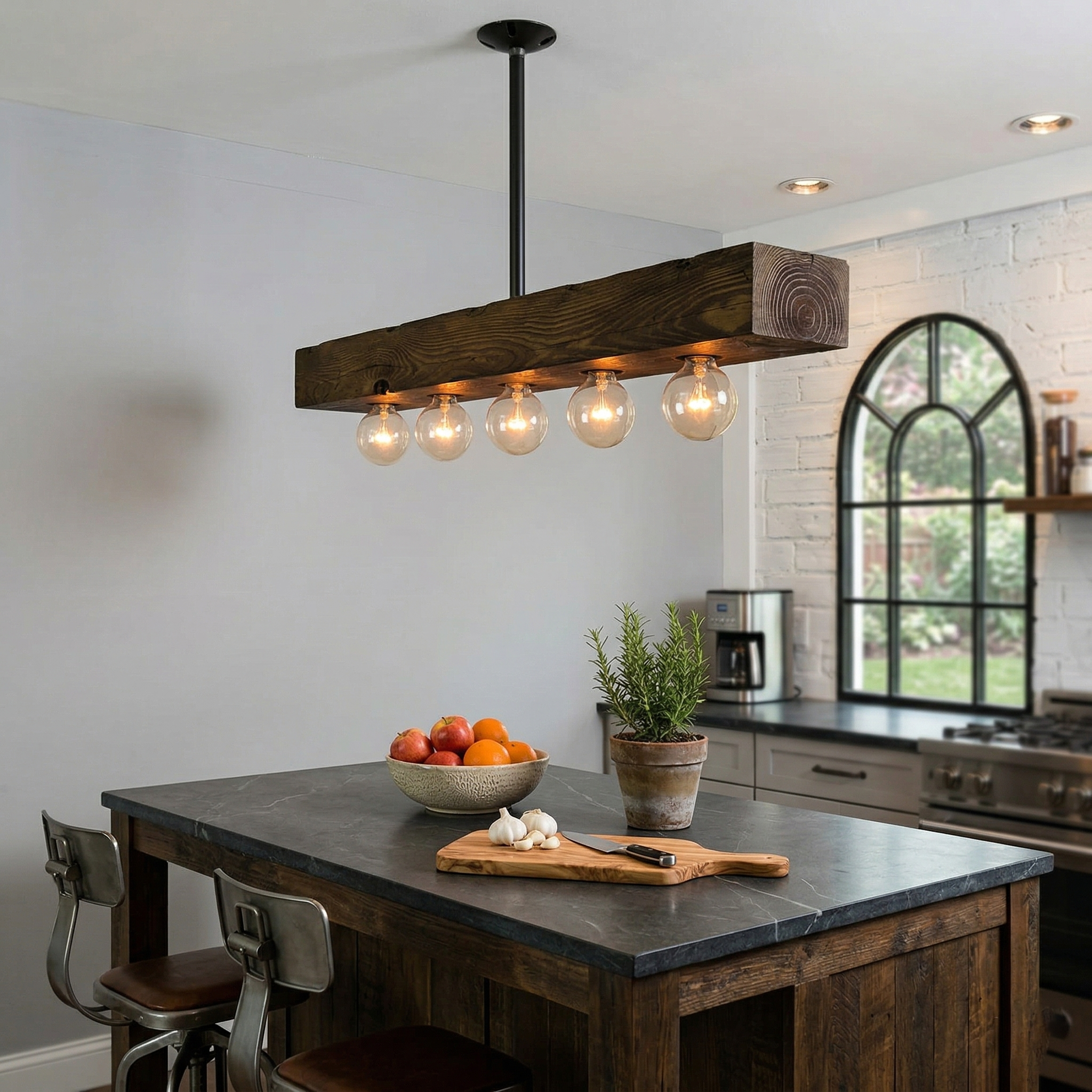 Ravenhaven Wood Beam Island Chandelier