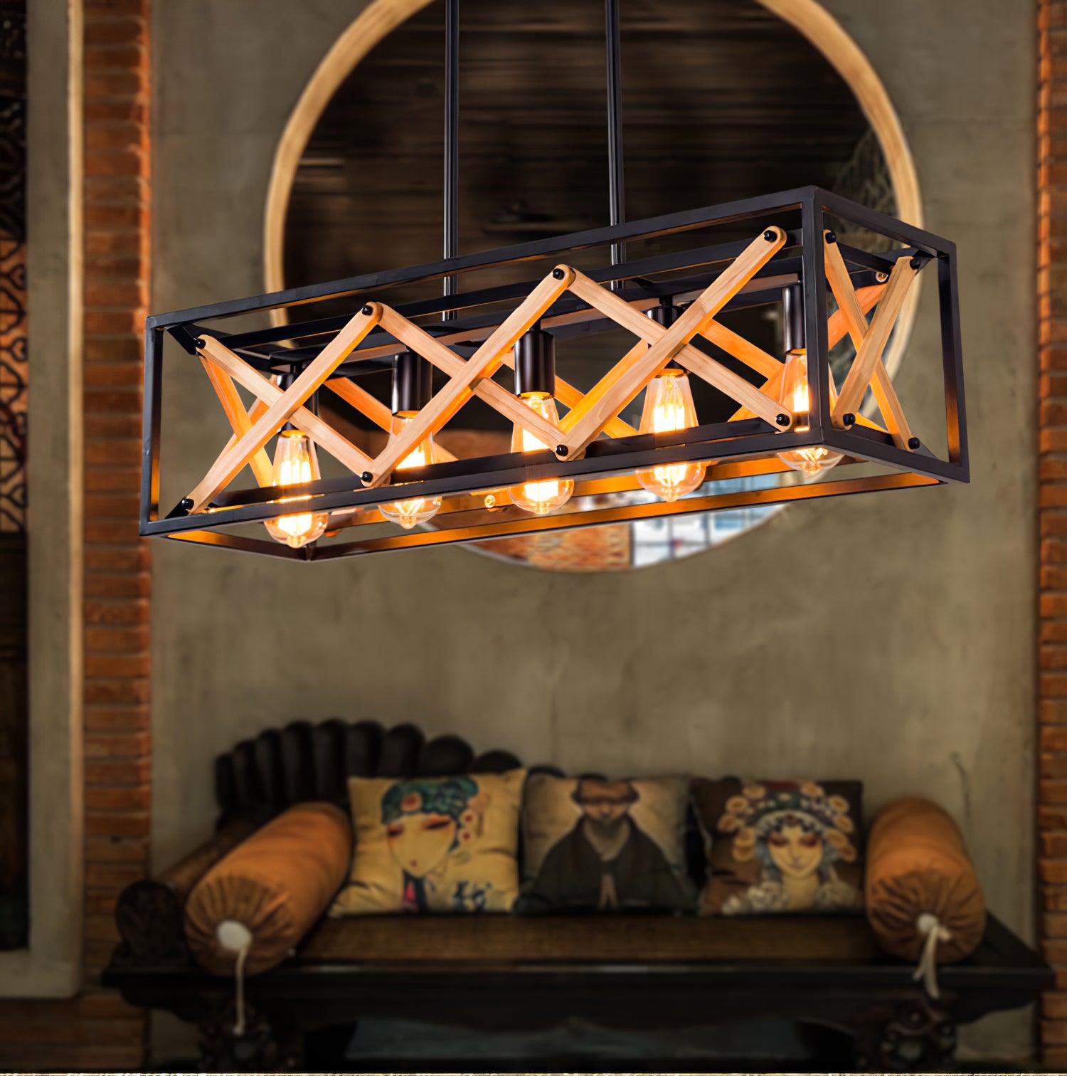 Grid Kitchen Island Rectangle Chandelier