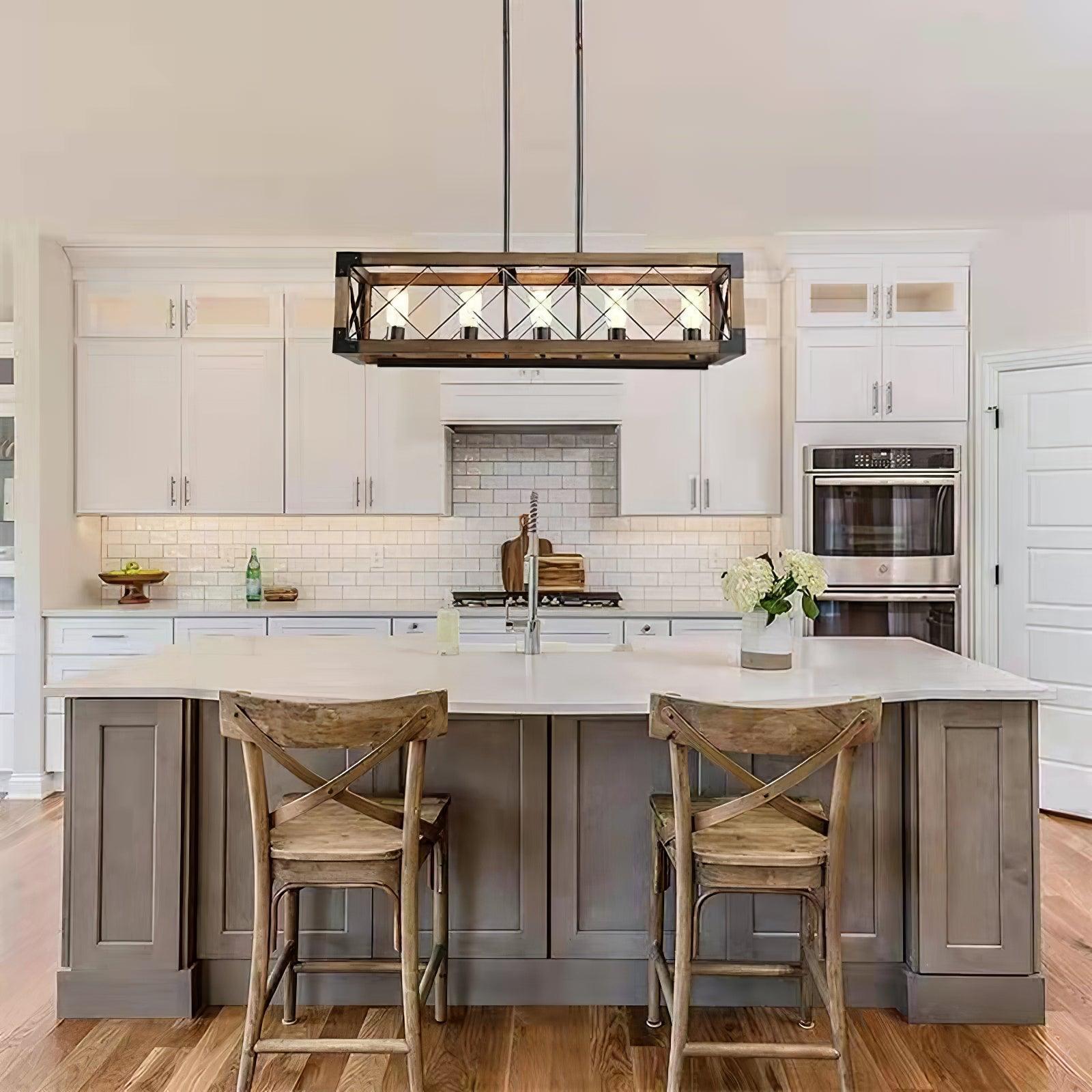 Grid Kitchen Island Rectangle Chandelier