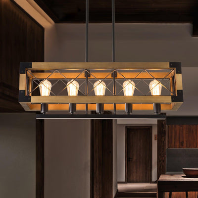 Grid Kitchen Island Rectangle Chandelier