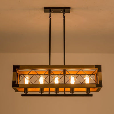 Grid Kitchen Island Rectangle Chandelier