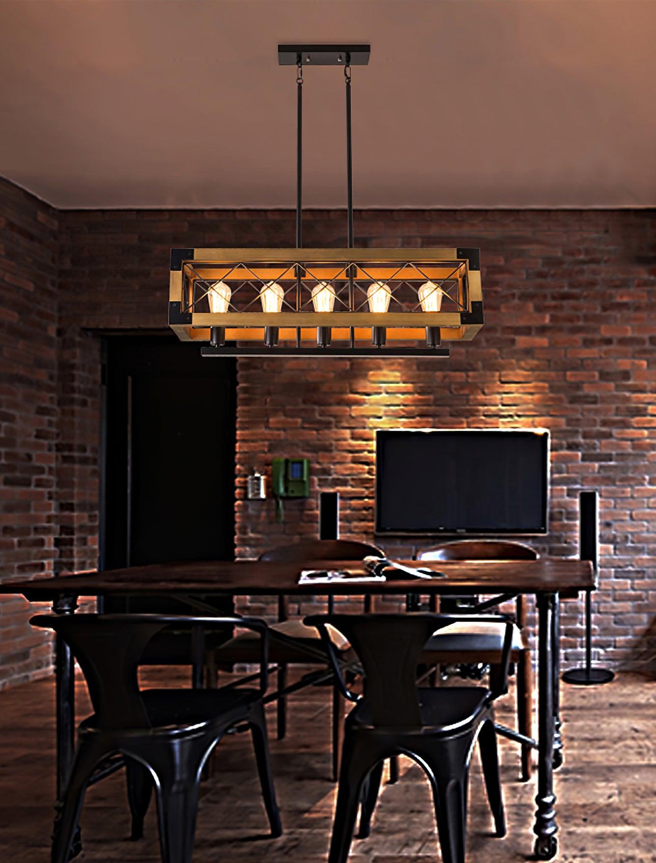 Grid Kitchen Island Rectangle Chandelier