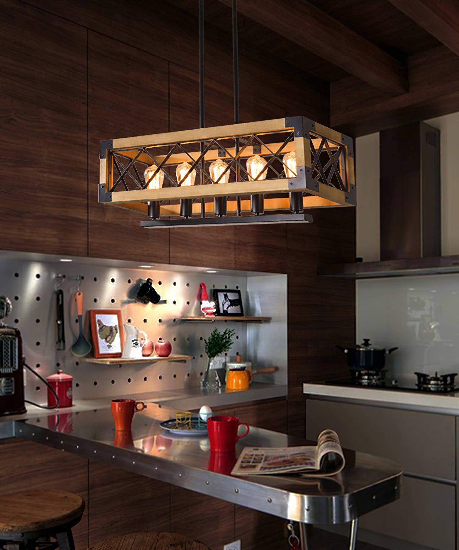 Grid Kitchen Island Rectangle Chandelier