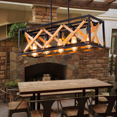 Grid Kitchen Island Rectangle Chandelier