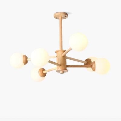 Kalds Chandelier Wooden Globe Minimalist Natural