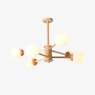 Kalds Chandelier Wooden Globe Minimalist Natural
