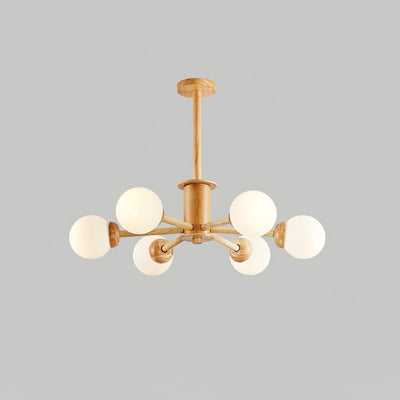 Kalds Chandelier Wooden Globe Minimalist Natural