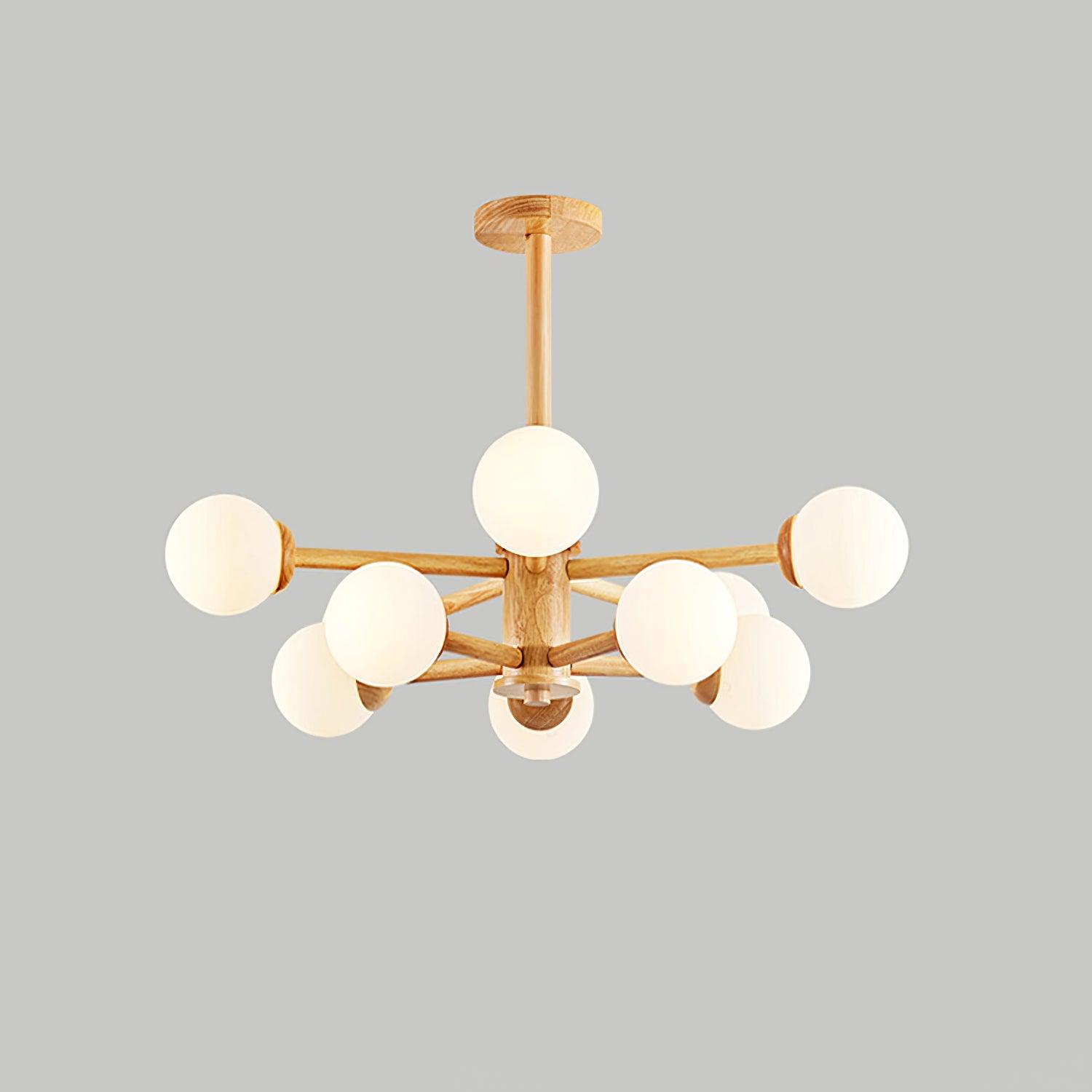 Kalds Chandelier Wooden Globe Minimalist Natural