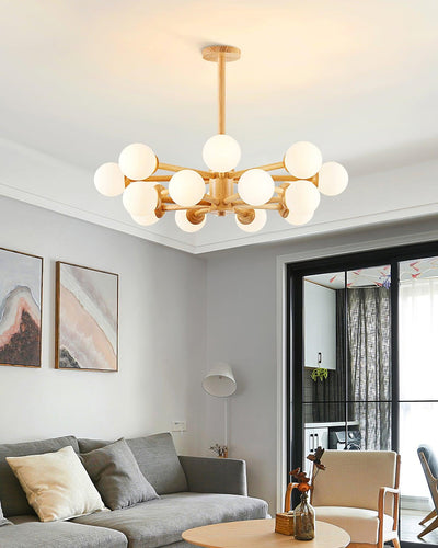 Kalds Chandelier Wooden Globe Minimalist Natural