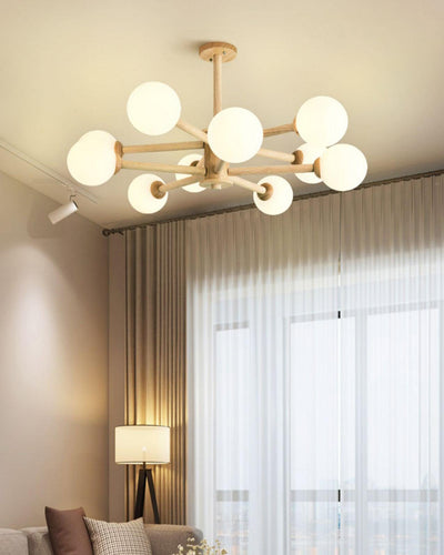 Kalds Chandelier Wooden Globe Minimalist Natural