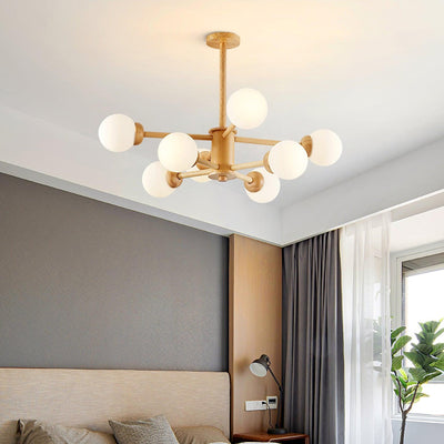 Kalds Chandelier Wooden Globe Minimalist Natural