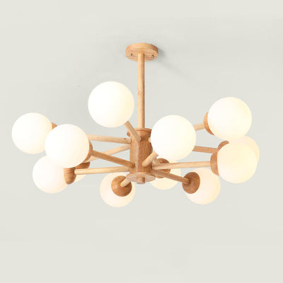 Kalds Chandelier Wooden Globe Minimalist Natural