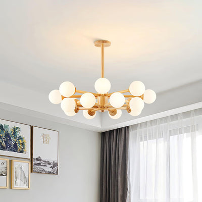 Kalds Chandelier Wooden Globe Minimalist Natural