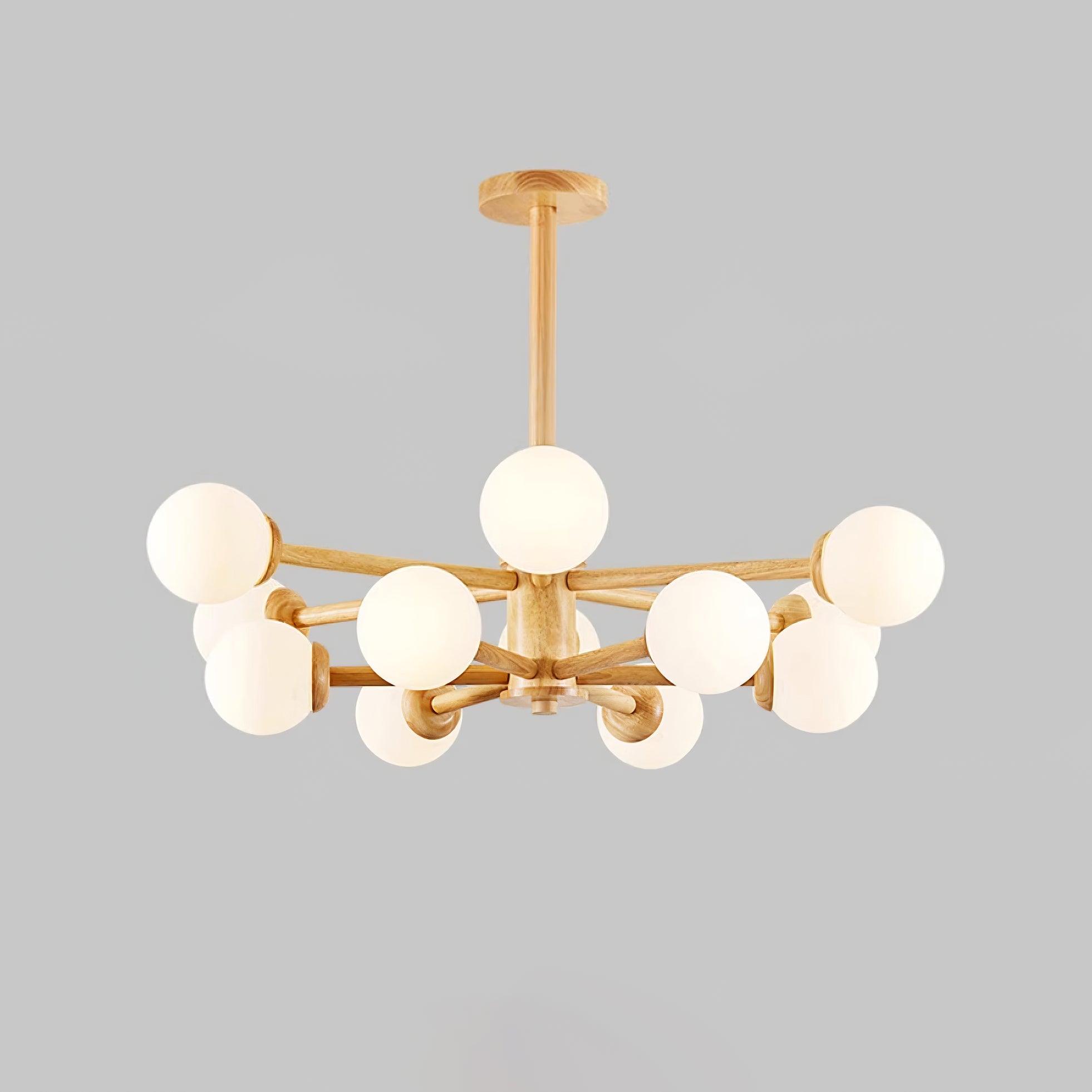 Kalds Chandelier Wooden Globe Minimalist Natural