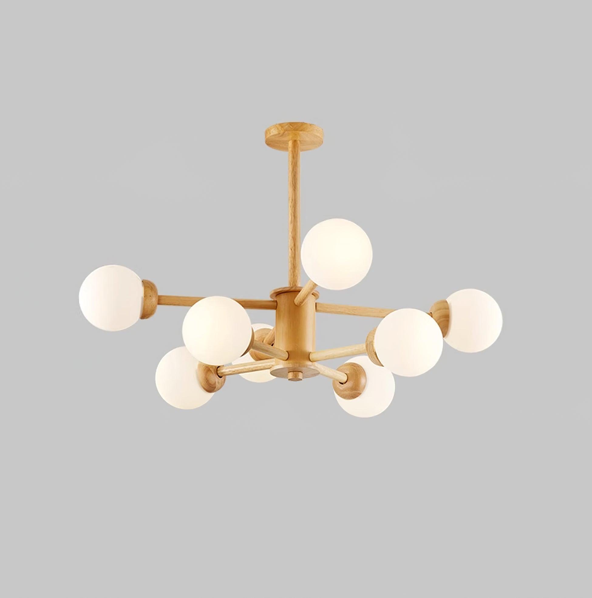 Kalds Chandelier Wooden Globe Minimalist Natural