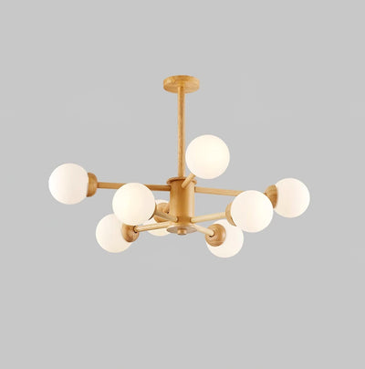 Kalds Chandelier Wooden Globe Minimalist Natural