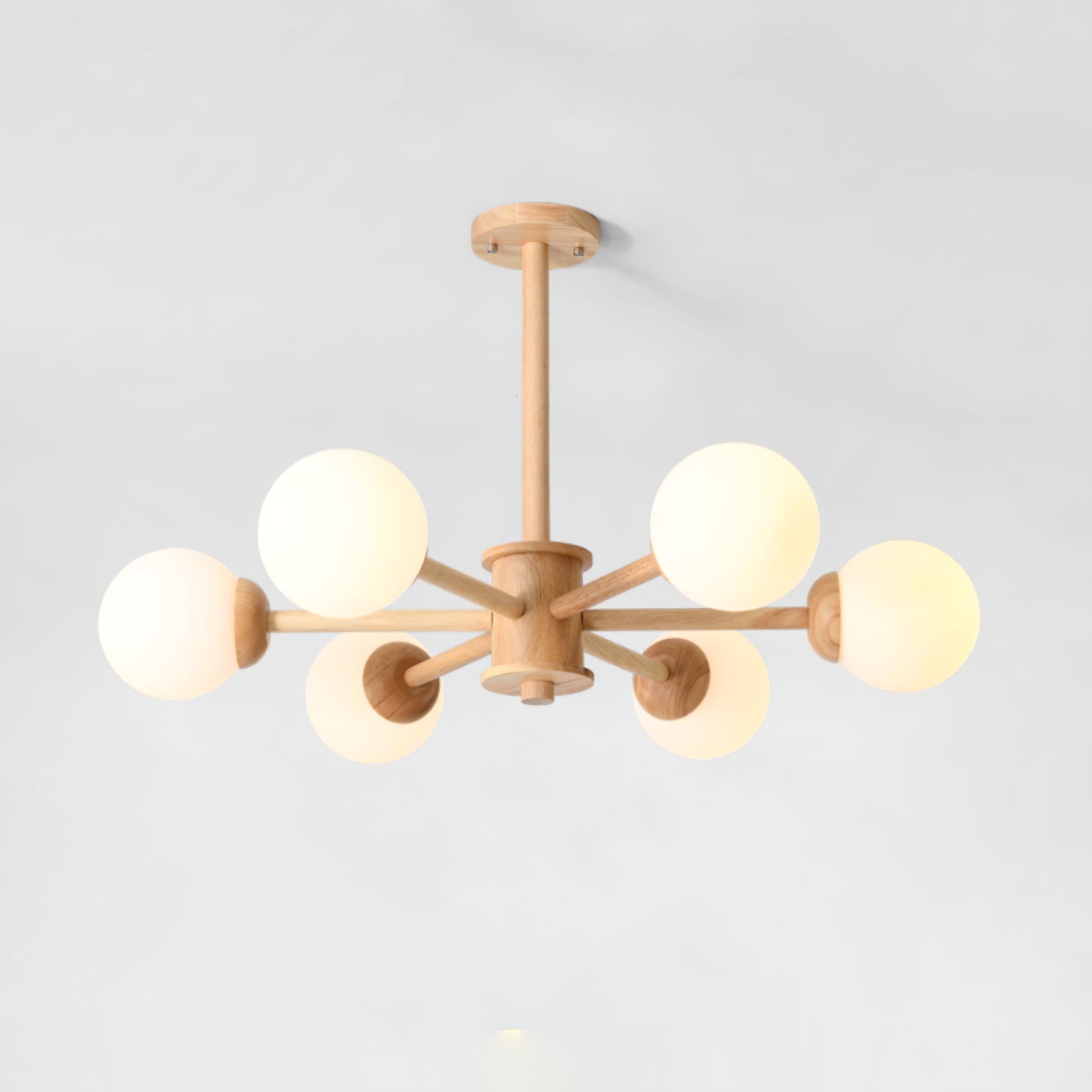 Kalds Chandelier Wooden Globe Minimalist Natural