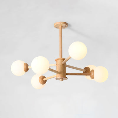 Kalds Chandelier Wooden Globe Minimalist Natural