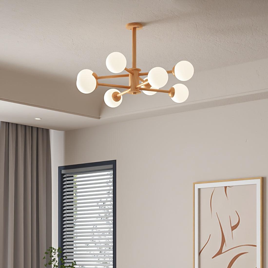 Kalds Chandelier Wooden Globe Minimalist Natural