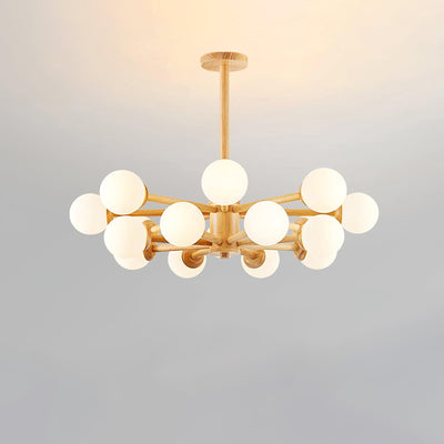 Kalds Chandelier Wooden Globe Minimalist Natural