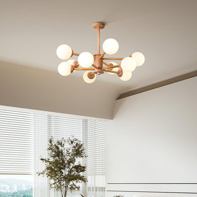 Kalds Chandelier Wooden Globe Minimalist Natural