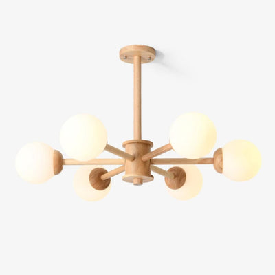 Kalds Chandelier Wooden Globe Minimalist Natural