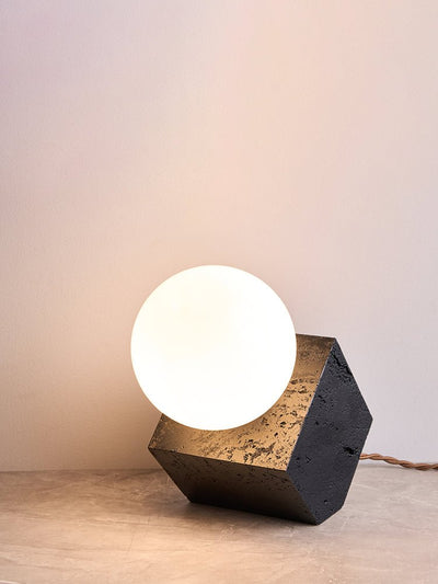 Milo Minimalist Black Travertine Table Lamp
