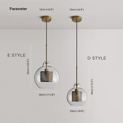 Arisha Golden Pendant Light, /Glass, Globe/Cylindric - Neutral Decor