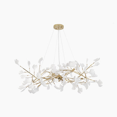 Olivia Gildglow Luxury Ceramic Chandelier Large Foyer Gingko Leaf Living Room - Neutral Decor