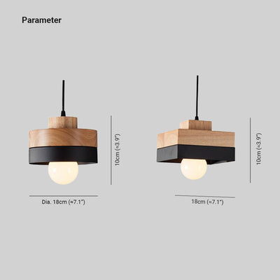Valentina Modern Square Round Pendant Light Wood Living Room - Neutral Decor