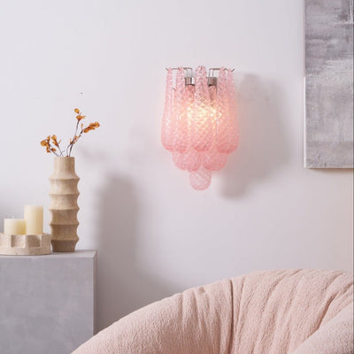 Liorelaria Wall Lamp Pink Teardrop Glass Floral Artistic