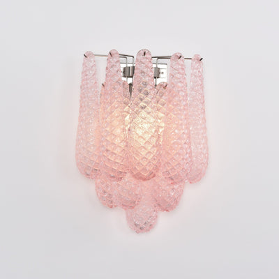 Liorelaria Wall Lamp Pink Teardrop Glass Floral Artistic