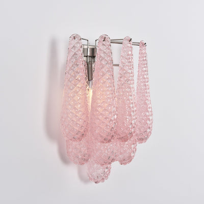 Liorelaria Wall Lamp Pink Teardrop Glass Floral Artistic