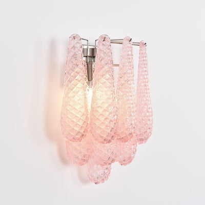 Liorelaria Wall Lamp Pink Teardrop Glass Floral Artistic
