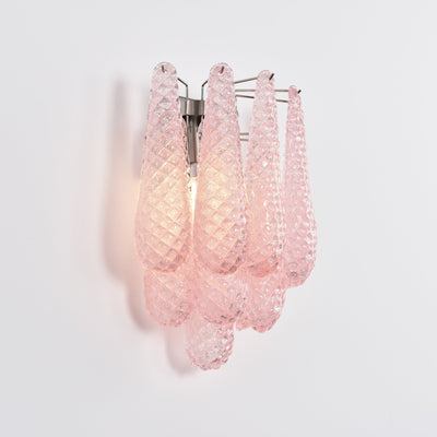 Liorelaria Wall Lamp Pink Teardrop Glass Floral Artistic